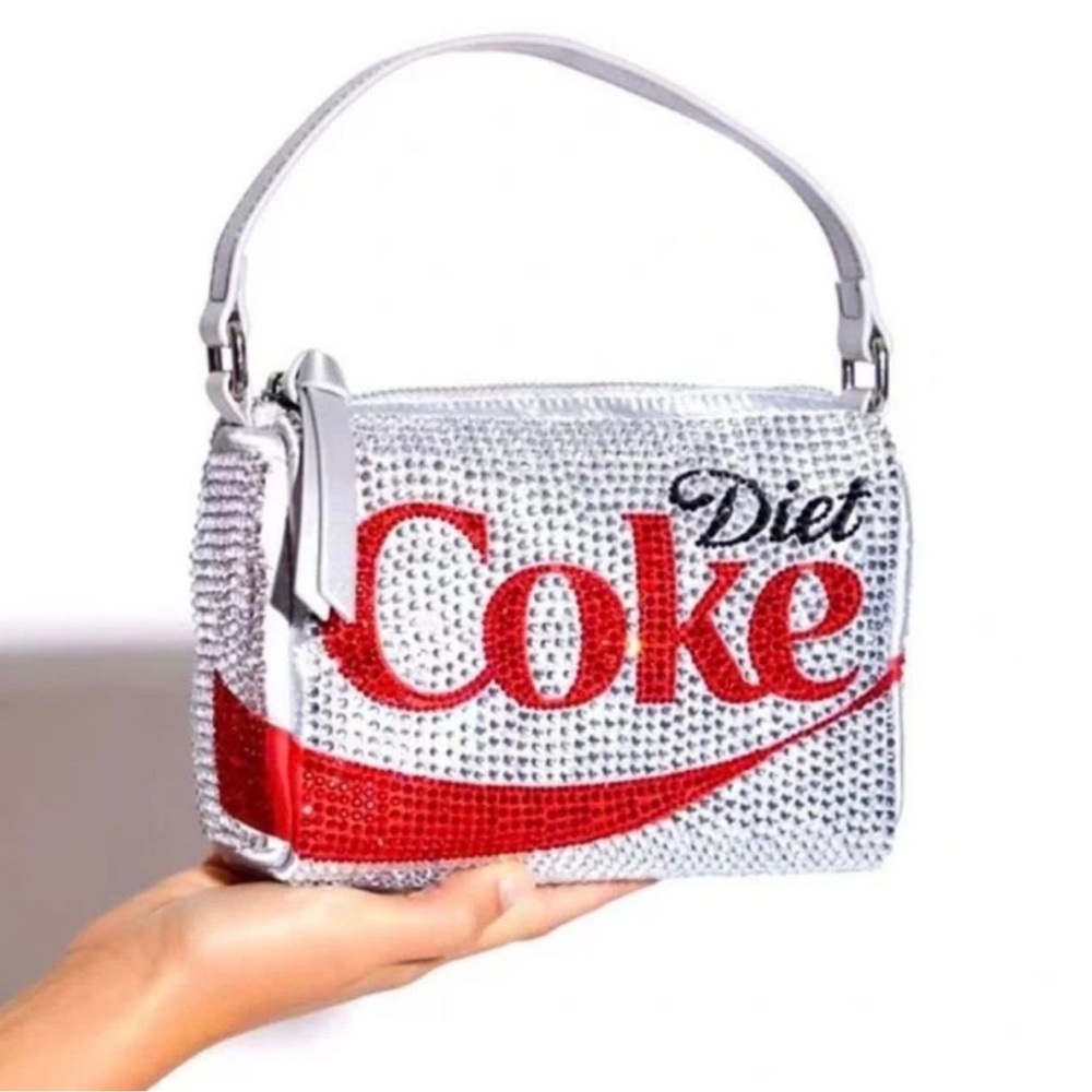 Diet Coke Crystal-Embellished Silver Mini Handbag